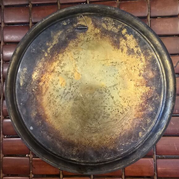 Vintage Egyptian Etched Copper Brass Decorative Plate Wall Decor 11" Diameter - Picture 2 of 2